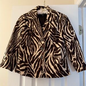 Rafaella Brown and Cream Animal Print Blazer